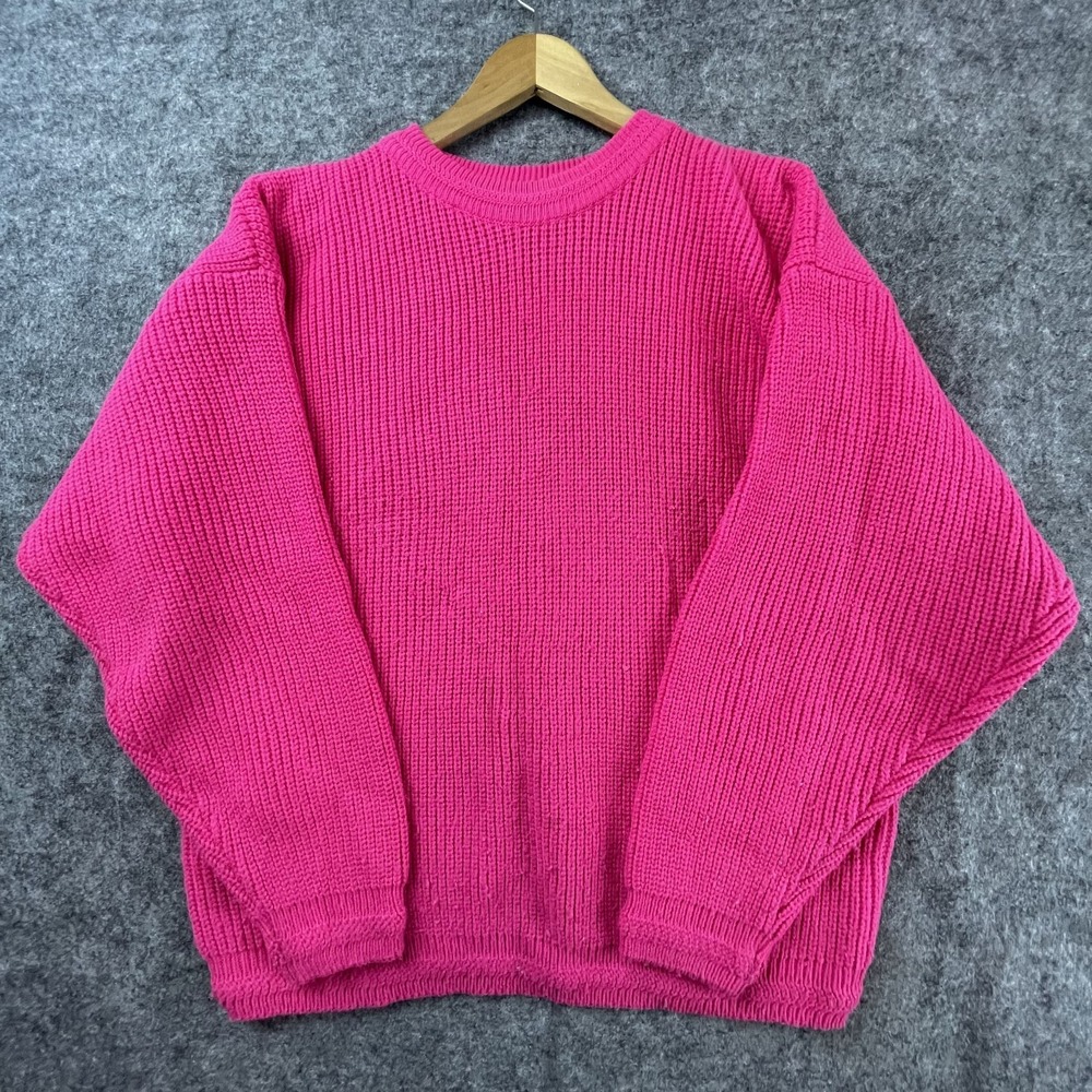Vintage TJW by Mervyn's Womens Sweater Large‎ Hot Pink Acrylic Chunky Knit 90s